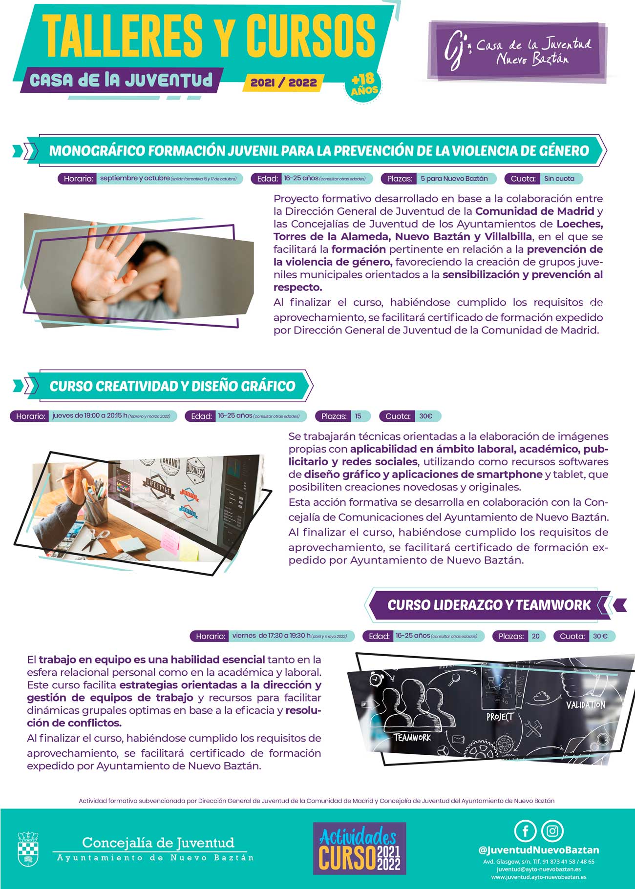 Talleres y Cursos en la Casa de la Juventud para el curso 2021/2022 ...
